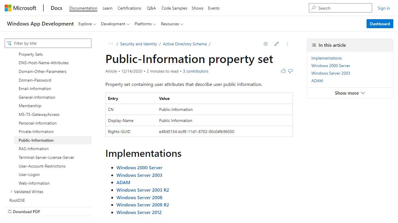 Public-Information property set - Win32 apps | Microsoft Docs